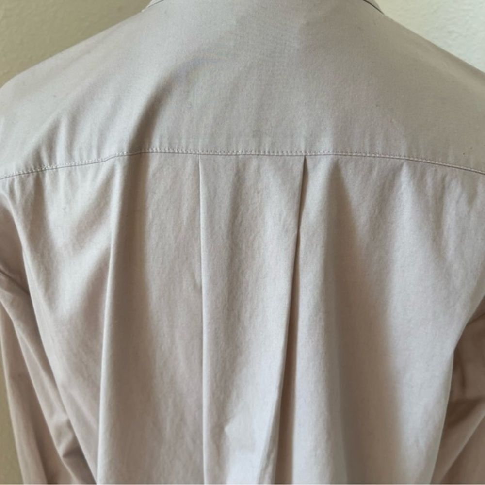 VINCE Poplin Pleat Cotton Tuxedo Tunic‎ Beige Button Down Shirt Size Small - Picture 10 of 11